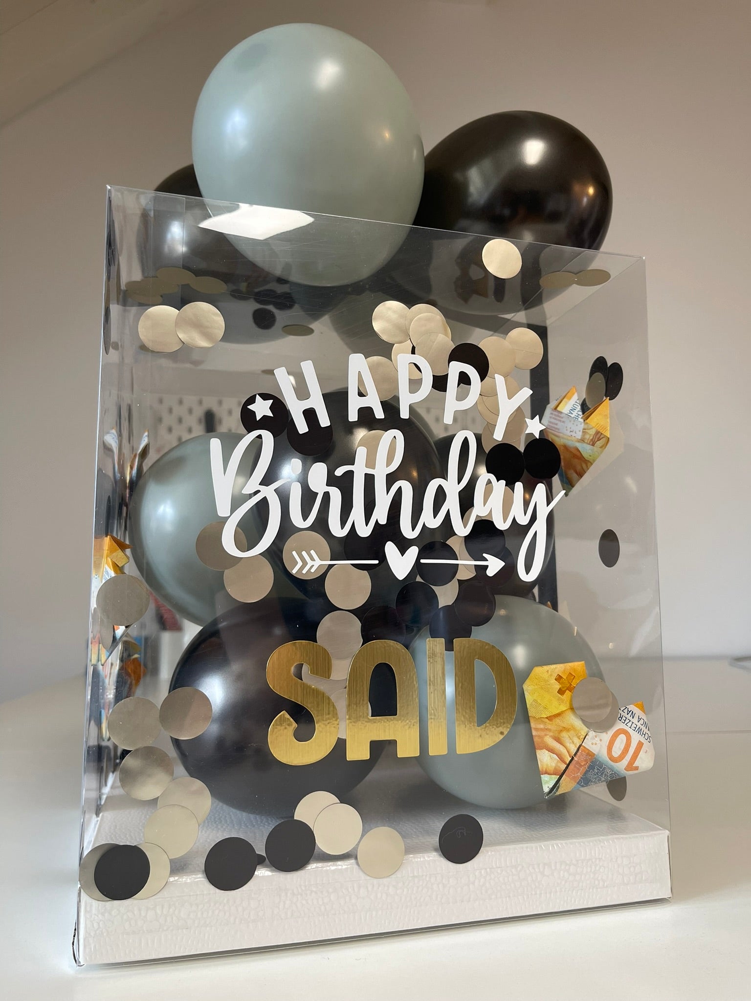 Personalisierte Geschenkbox mit Ballons Diy